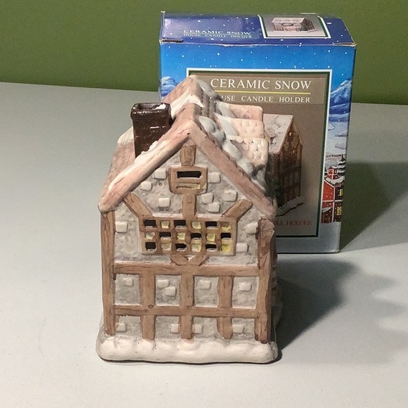 Ceramic Snow Grocery Store candle holder - Picture 2 of 5